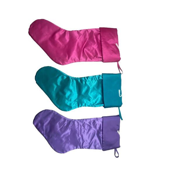 Holiday Time Christmas Foiled Design Embellished Stockings Set Of 3 Multicolor - Picture 11 of 12